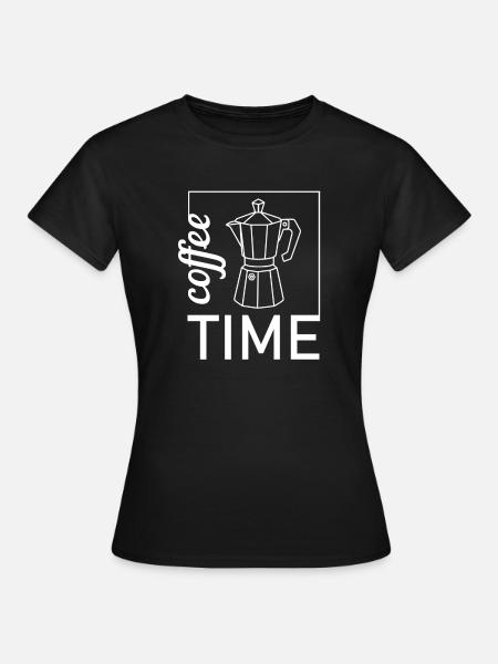 retro Kaffeekocher - its coffee time - Frauen T-Shirt - Schwarz