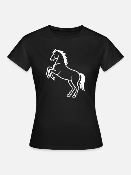 Springendes Pferd Silhouette - Frauen T-Shirt - Schwarz