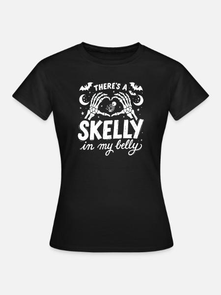 Skelett im Bauch - Frauen T-Shirt - Schwarz
