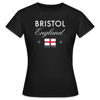 Bristol England Koordinaten Reise Souvenir - Frauen T-Shirt - Schwarz - Vorne - AI Model Female 172 dark (172cm)