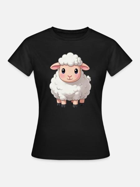 Schaf Comic Schäfchen Geschenk - Frauen T-Shirt - Schwarz