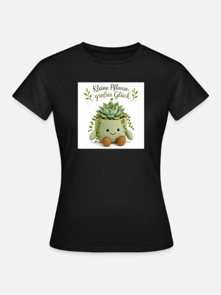 Kleine Pflanze, großes Glück - Frauen T-Shirt - Schwarz
