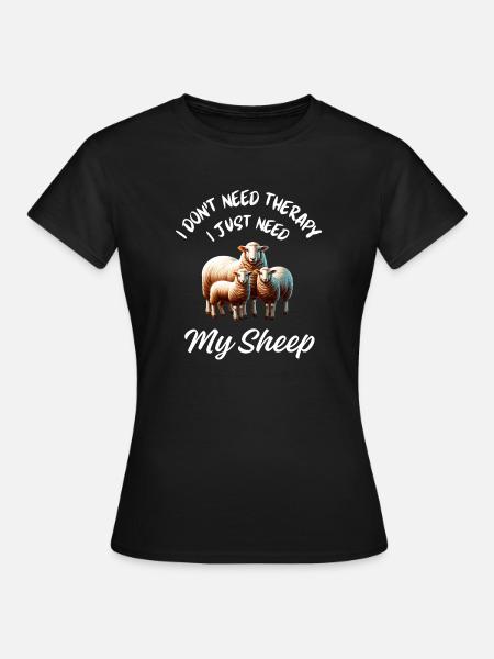 Realistische Schafs-Schaf-Lammer - Frauen T-Shirt - Schwarz