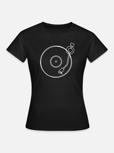 Turntable Lininenmotiv - Frauen T-Shirt - Schwarz