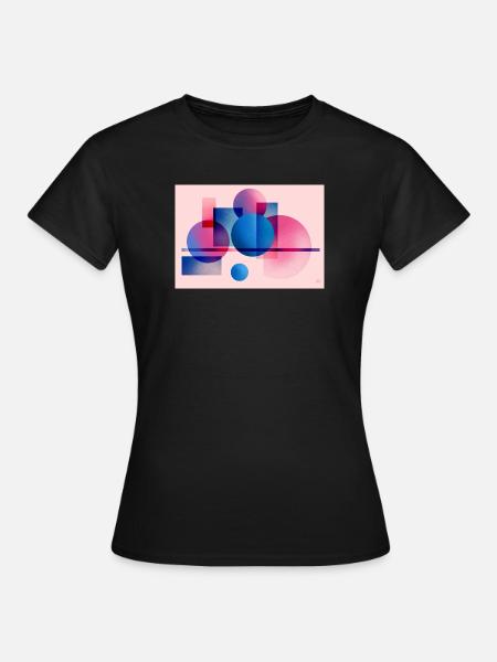 Abstrakte Blau-Pink-Geometrie - Frauen T-Shirt - Schwarz