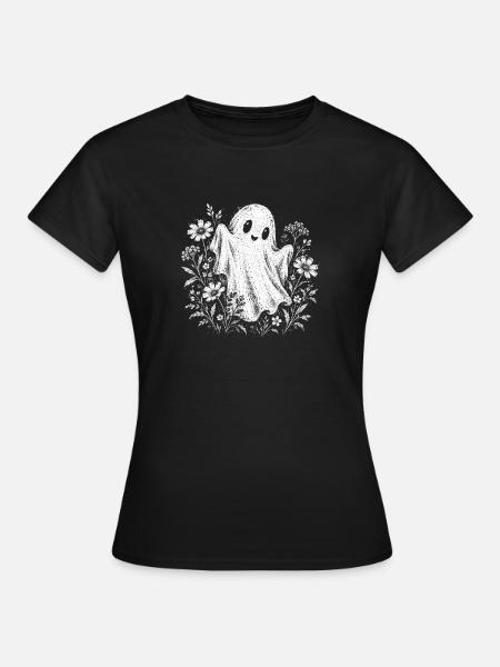 Blumengeist im Blütenkranz - Frauen T-Shirt - Schwarz