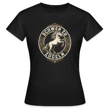 Pferd Schwer zu zügeln - Vintage Reiter Spruch - Frauen T-Shirt - Schwarz - Vorne - AI Model Female 172 dark (172cm)