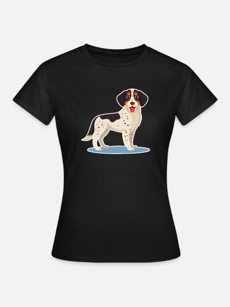 Dreifarbiger Hund (Tupfen im Fell) - Frauen T-Shirt - Schwarz