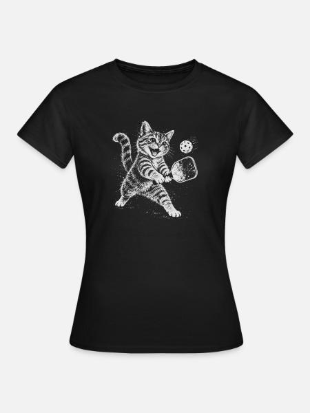 Katzenkraftball im All - Frauen T-Shirt - Schwarz