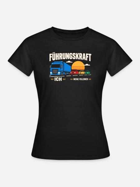 Führungskraft: Truck & Follower Sunset - Frauen T-Shirt - Schwarz