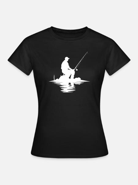 Fischer Zeichnung - Frauen T-Shirt - Schwarz