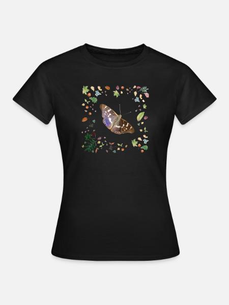 Kleiner Schillerfalter mit Herbstlaub - Frauen T-Shirt - Schwarz