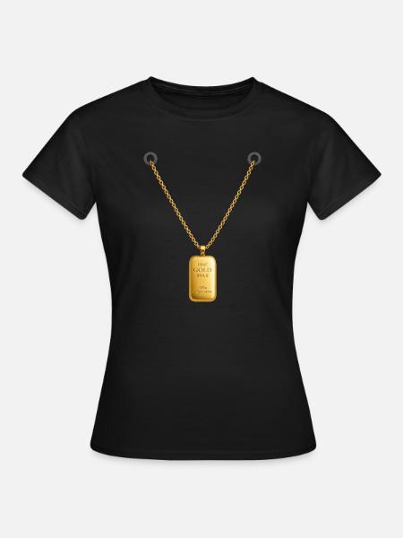 Goldbarren Kettenanhänger  - Frauen T-Shirt - Schwarz