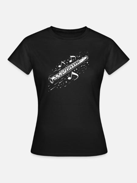 Flöte Musik Zeichnung - Frauen T-Shirt - Schwarz