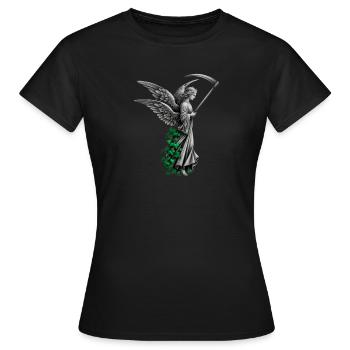 Engel Statue mit Sense und Efeu - Frauen T-Shirt - Schwarz - Vorne - AI Model Female 172 dark (172cm)