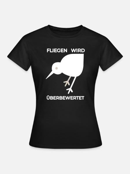 Überbewertet: Weiße KIWI Illustration  - Frauen T-Shirt - Schwarz