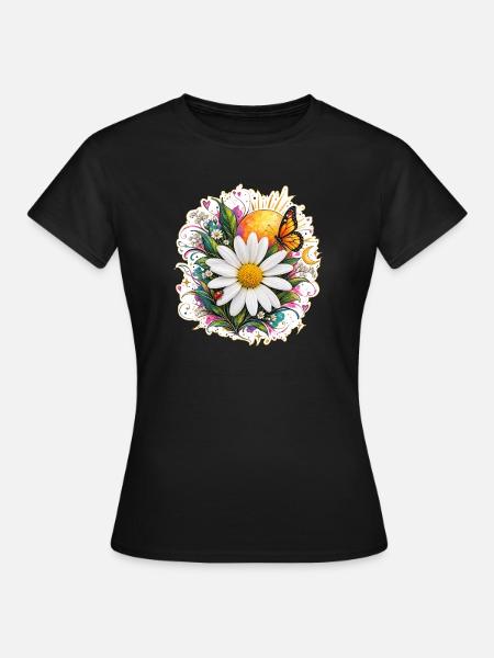 Margherita mit Schmetterlingen - Frauen T-Shirt - Schwarz
