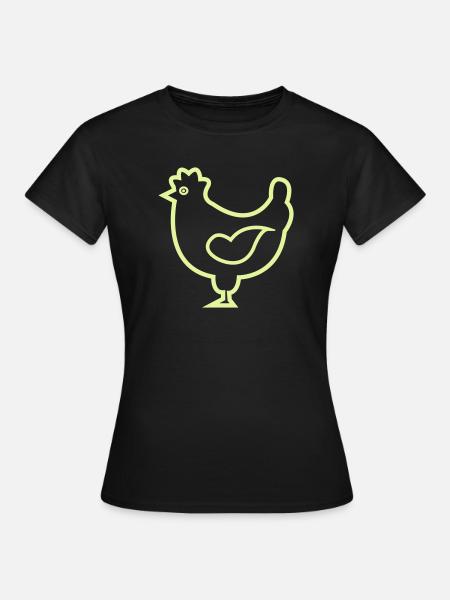 Neon-Kontur Huhn Design - Frauen T-Shirt - Schwarz