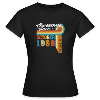 Oktober 1986 Jahrgang Retro Geburtstag Geschenk - Frauen T-Shirt - Schwarz - Vorne - AI Model Female 172 dark (172cm)