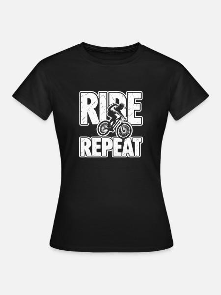 Ride Repeat Fahrrad-Motiv Bike - Frauen T-Shirt - Schwarz