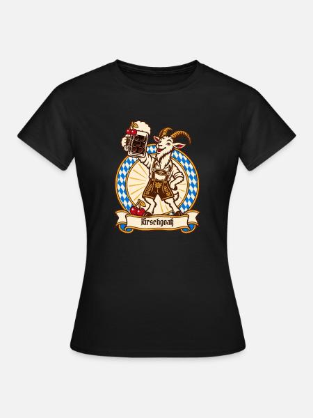 Kirschgoaß Geiß in Lederhose - Frauen T-Shirt - Schwarz