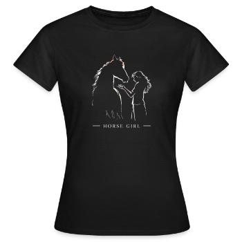 Pferdeliebe Mädchen & Pferd Silhouette - Frauen T-Shirt - Schwarz - Vorne - AI Model Female 172 dark (172cm)
