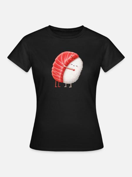 Kawaii Sushi Kuschelpärchen - Frauen T-Shirt - Schwarz