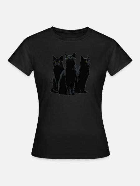 Katzen Halloween - Frauen T-Shirt - Schwarz