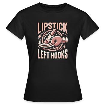 Lipstick Left Hooks Gloves Boxing Gloves - Frauen T-Shirt - Schwarz - Vorne - AI Model Female 172 dark (172cm)