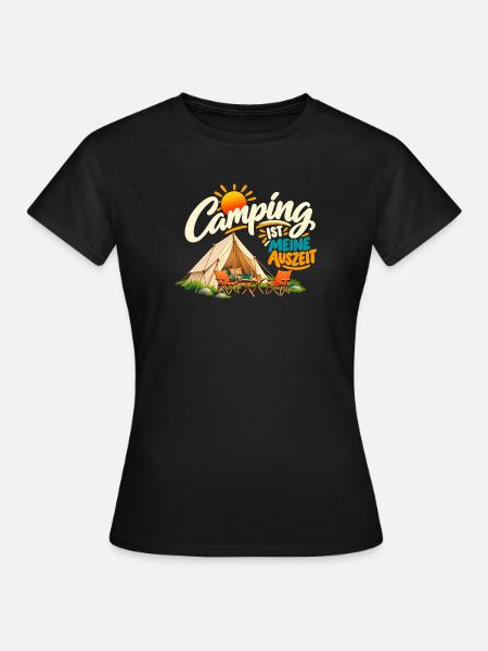 Camping ist meine Auszeit - Frauen T-Shirt - Schwarz