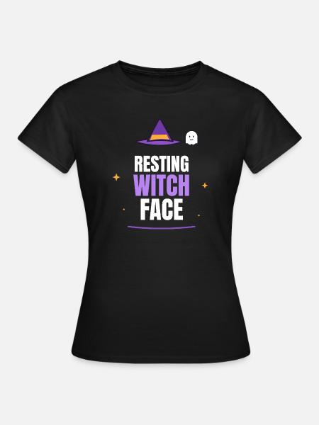 Grafisches T-Shirt mit Ruhehexengesicht - Frauen T-Shirt - Schwarz