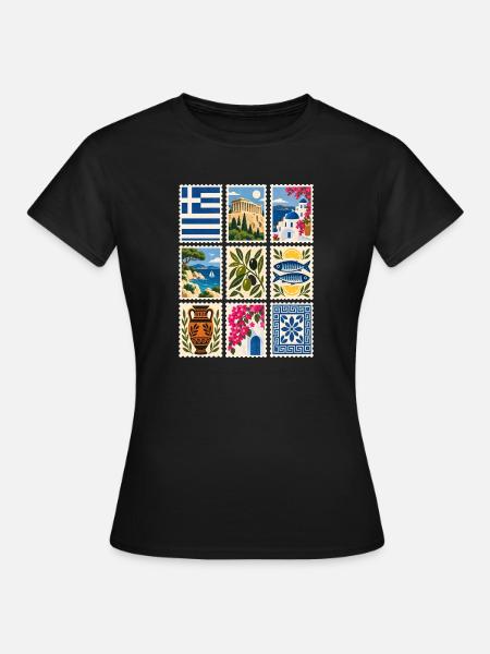 Griechenland Briefmarken - Frauen T-Shirt - Schwarz