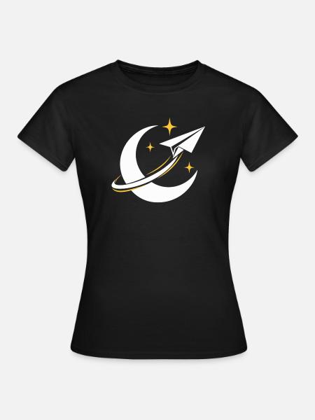 Papierflieger im Mondorbit - Frauen T-Shirt - Schwarz