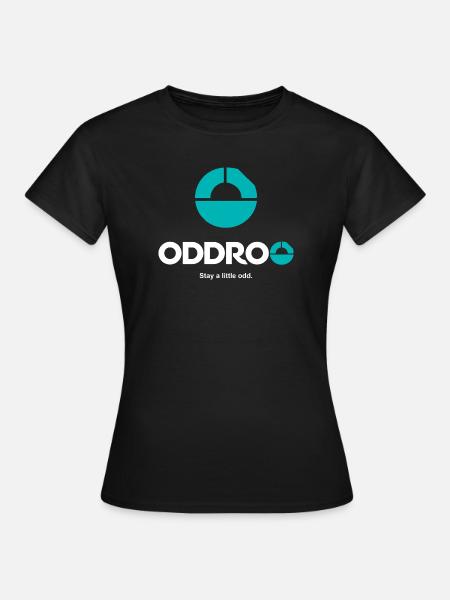 ODDROO – Logo Weiss und Türkis - Frauen T-Shirt - Schwarz