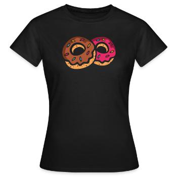 Zwei bunte Donuts mit Glasur - Frauen T-Shirt - Schwarz - Vorne - AI Model Female 172 dark (172cm)