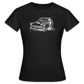 Chevy Bel Air 1954- Vintage Classic  Pin Up - Frauen T-Shirt - Schwarz - Vorne - AI Model Female 172 dark (172cm)