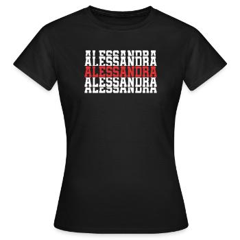 Alessandra T-Shirt Geschenk-T-Shirt mit gestapeltem Text - Frauen T-Shirt - Schwarz - Vorne - AI Model Female 172 dark (172cm)