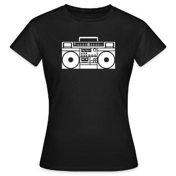 Retro Boombox Graphic Black & White - Women's T-Shirt - black - Front - AI Model Female 172 dark (172cm)