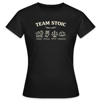 Team Stoische Tugenden - Frauen T-Shirt - Schwarz - Vorne - AI Model Female 172 dark (172cm)