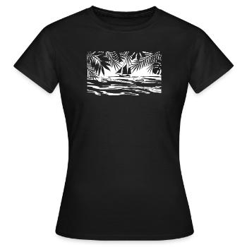 Caraïbes, île, bateau - T-shirt Femme - noir - Devant - AI Model Female 172 dark (172cm)