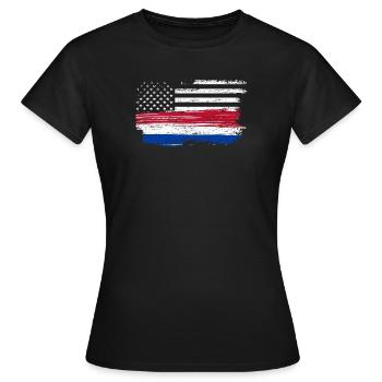 Grunge Flag Brushstroke Americana - Women's T-Shirt - black - Front - AI Model Female 172 dark (172cm)