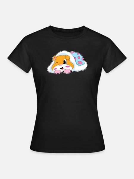 Hamster Schlafen Decke - Frauen T-Shirt - Schwarz
