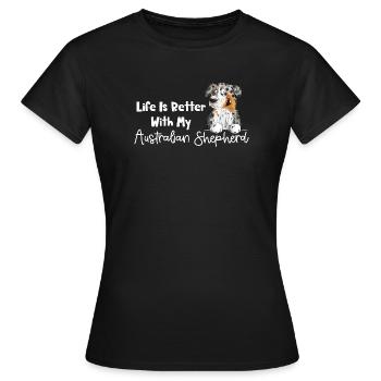 Funny Australian Shepherd Blue Merle - Frauen T-Shirt - Schwarz - Vorne - AI Model Female 172 dark (172cm)
