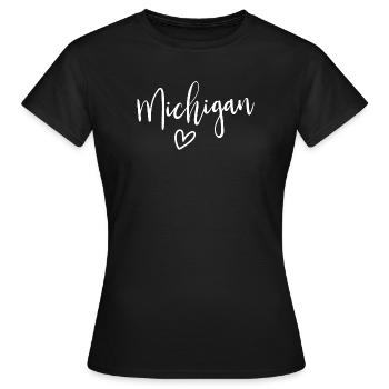 Michigan Cœur Les Femmes Aiment Michigan - T-shirt Femme - noir - Devant - AI Model Female 172 dark (172cm)