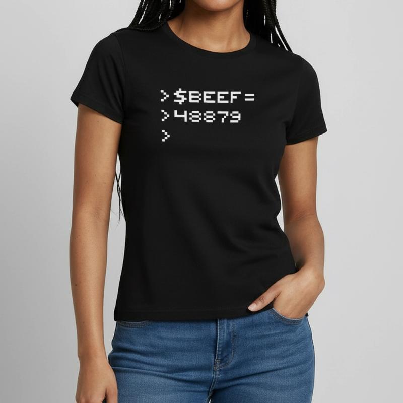 BEEF 8-bit Code Nerd Pixel Terminal Rétro T-shirt Femme