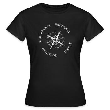 Boussole Vintage 4 Cardinal Virtues - T-shirt Femme - noir - Devant - AI Model Female 172 dark (172cm)