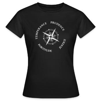 4 Tugenden Temperance Prudence Justice Fortitude - Frauen T-Shirt - Schwarz - Vorne - AI Model Female 172 dark (172cm)
