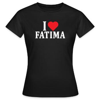 T-Shirt Ich liebe Fatima T-Shirt Geschenkidee - Frauen T-Shirt - Schwarz - Vorne - AI Model Female 172 dark (172cm)
