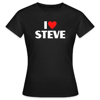 J'aime Steve Red Heart, fan du nom romantique - T-shirt Femme - noir - Devant - AI Model Female 172 dark (172cm)