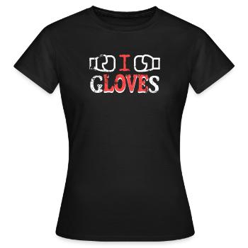 Ich liebe Handschuhe Illustration Design - Frauen T-Shirt - Schwarz - Vorne - AI Model Female 172 dark (172cm)